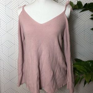 Loft Pink Off The Shoulder V Neck Sweater